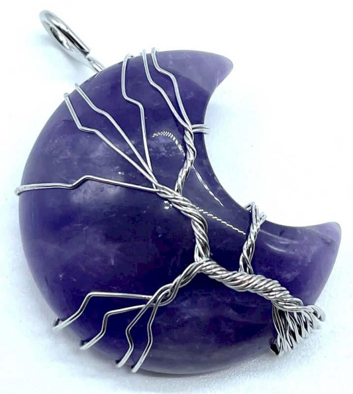 Pendentif Lune Arbre de Vie 3,5 cm — Améthyste