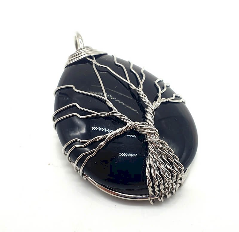 Pendentif Arbre de Vie - Obsidienne Noire 3cm