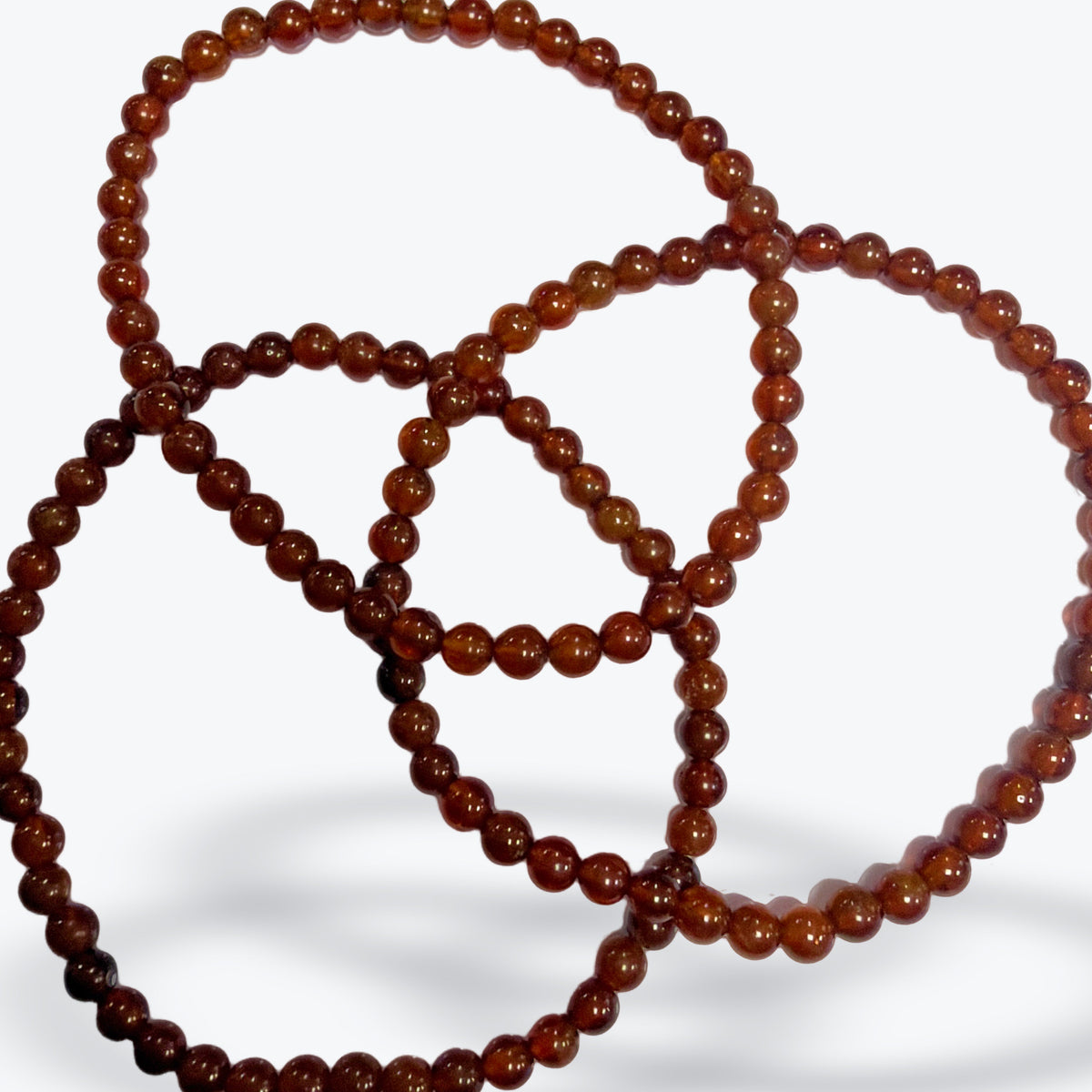 Bracelet en Hessonite Naturelle – Pierres rouges, montage élastique - Pièce unique