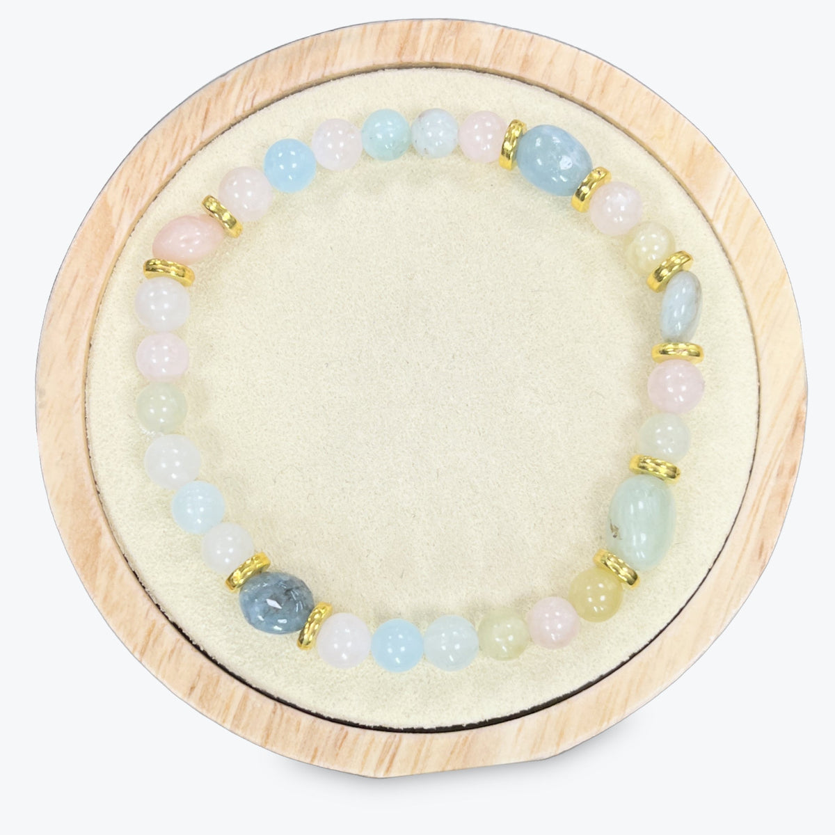 Bracelet En Morganite + Apprets Ronds Dorés
