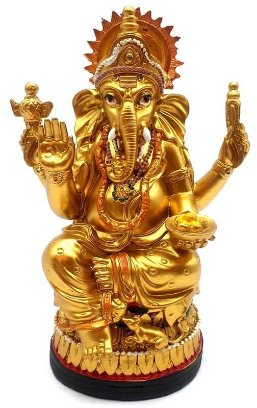 Statue Résine Ganesh Doré sur Socle – photo 2