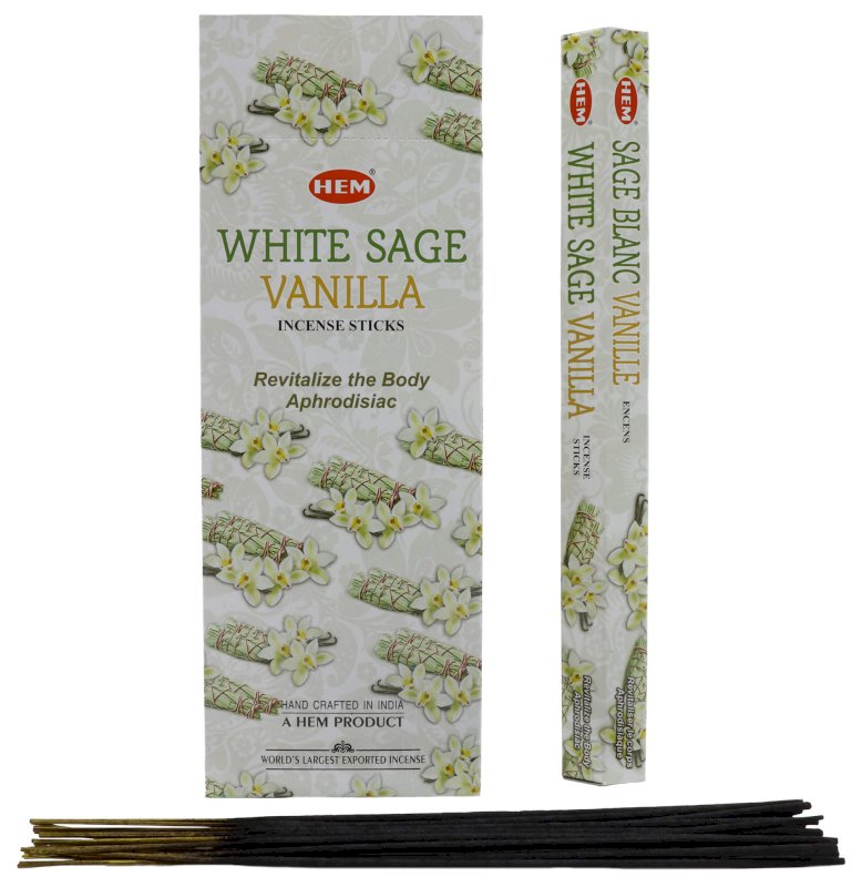 Encens HEM Sauge Blanche & Vanille 6x20g