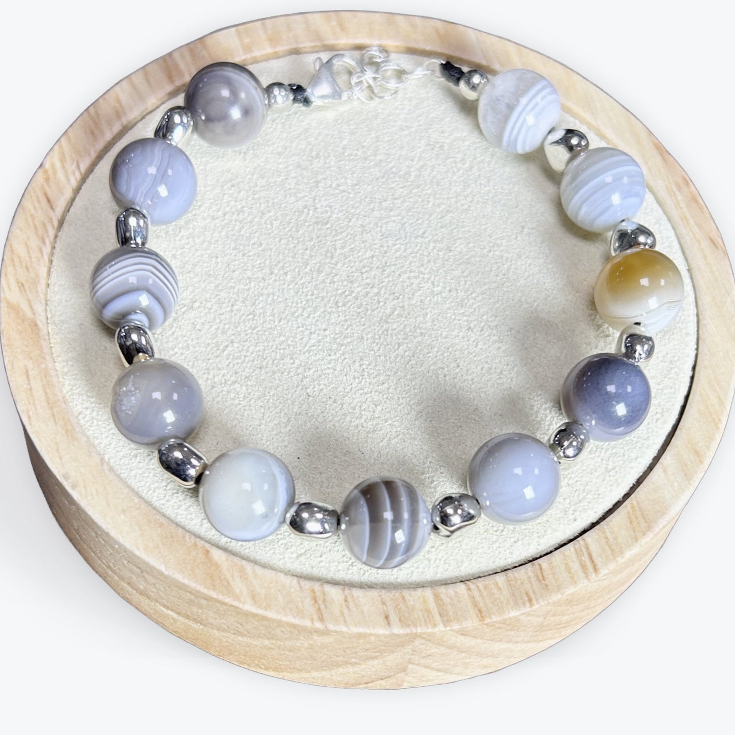 Bracelet Agate Botswana 8mm Avec Apprêts