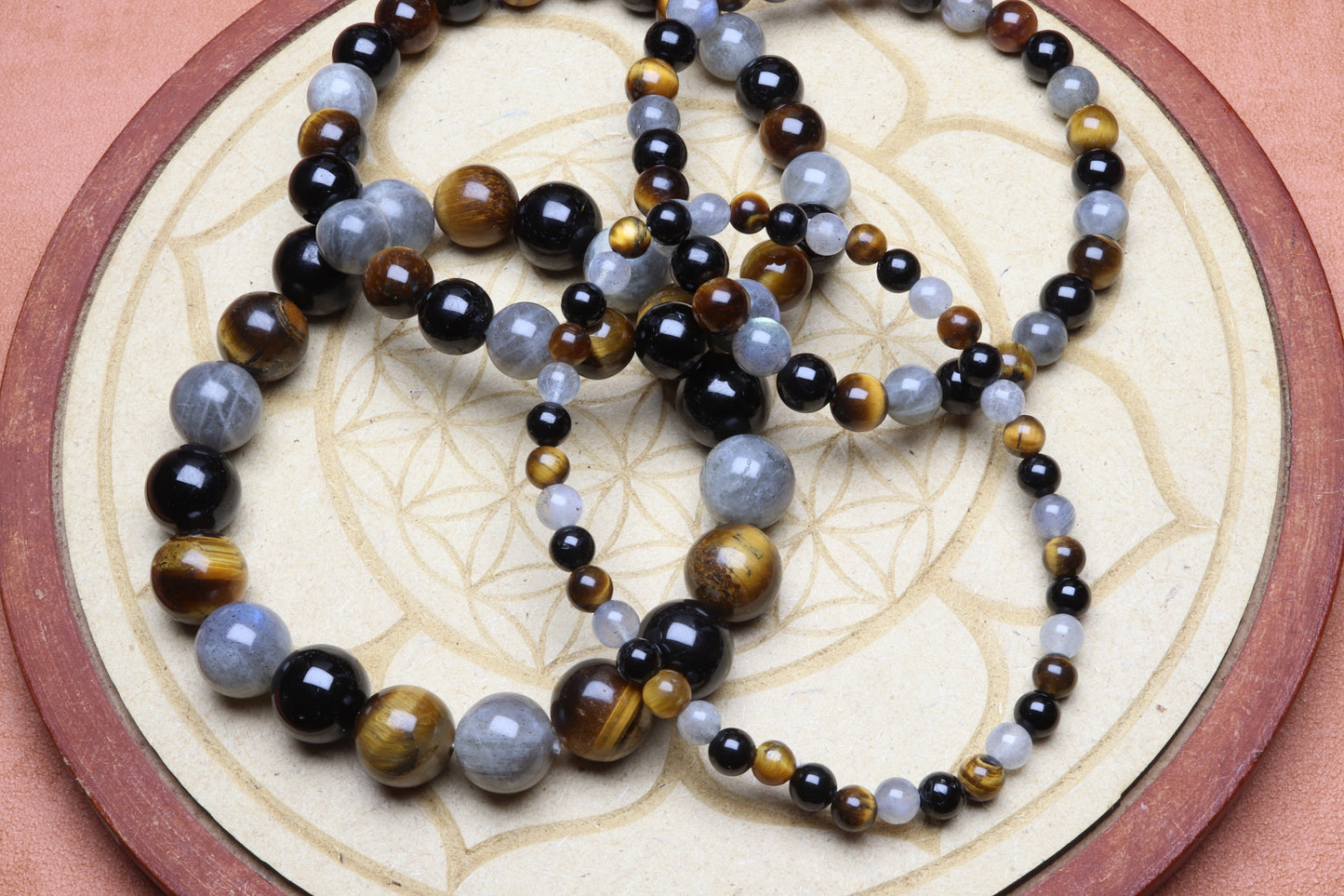 Bracelet Triade Tigre, Obsidienne & Labradorite