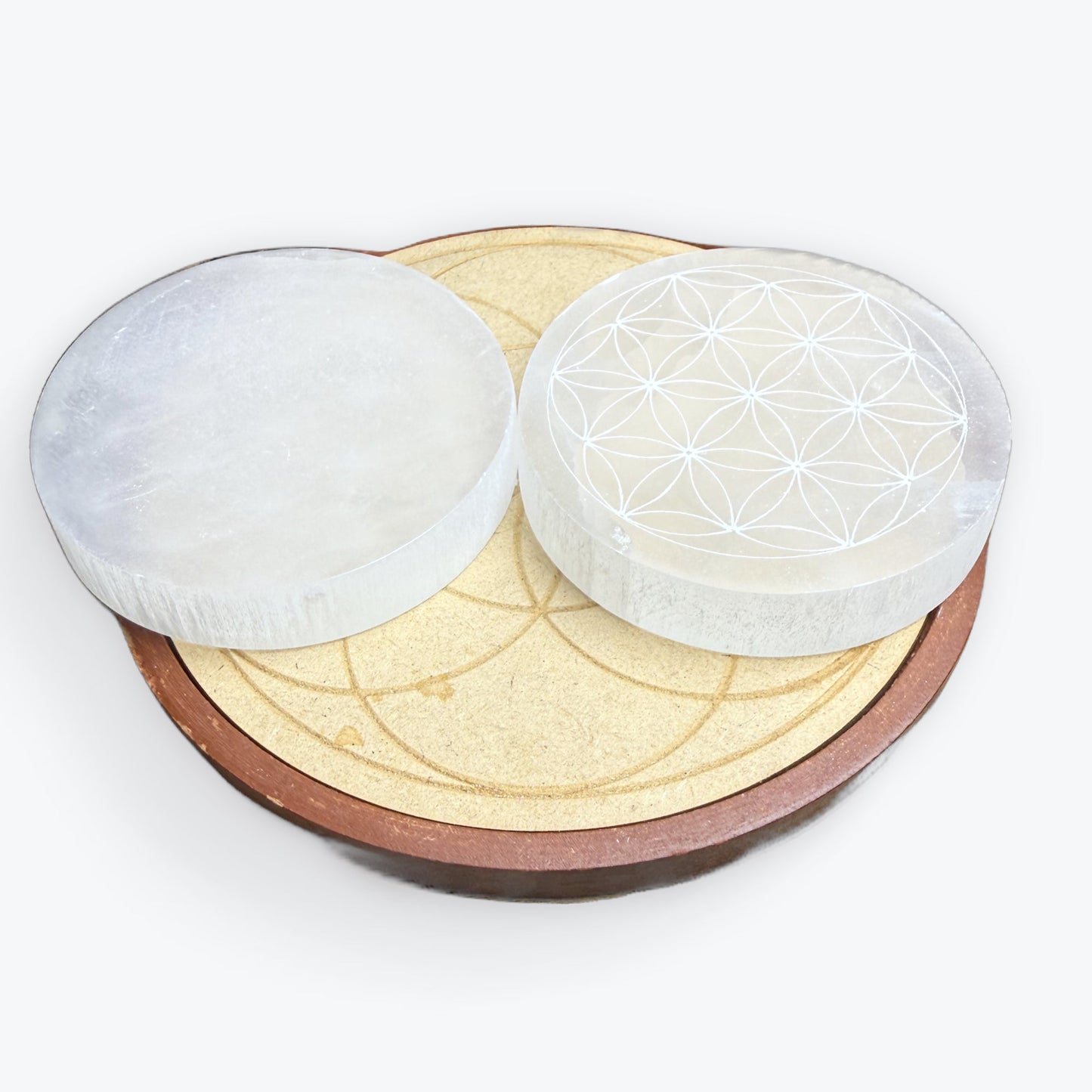 Plaque Sélénite Fleur de vie - 8x8 Cm - 3