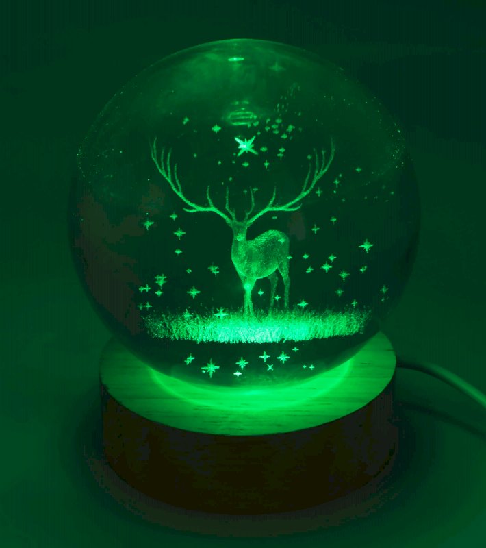 Veilleuse USB Verre Cerf Multicolore 9cm