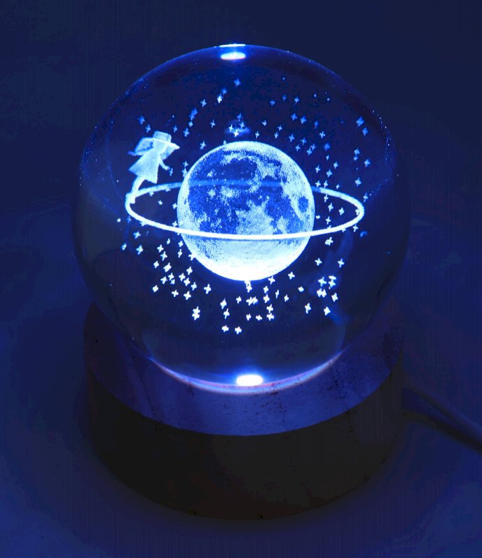 Veilleuse USB Verre Saturne Multicolore 9cm