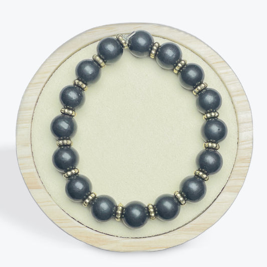 Bracelet Shungite 10 mm avec breloques dorée - 3