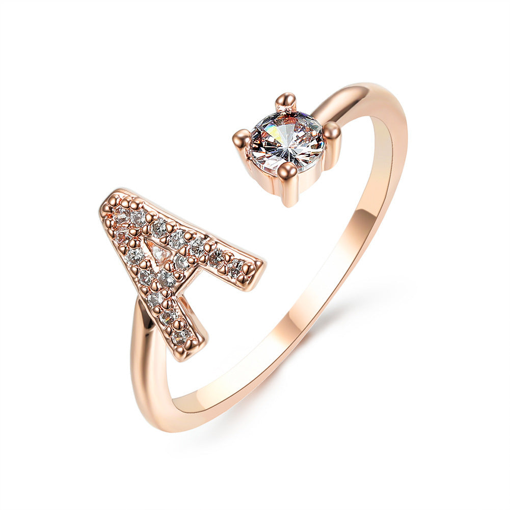 New Design Adjustable 26 Initial Letter Ring Fashion Jewelry For Women Simple Elegant Jewelry - Tatum Cristal