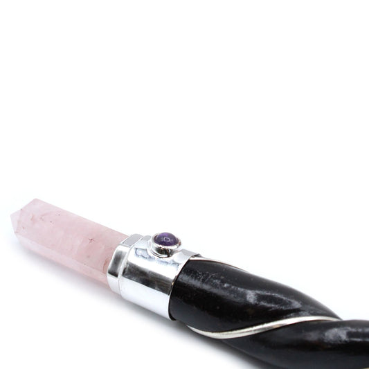 Baguette de Soin Torsadée & Sphère de Quartz Rose - Amour - photo 3