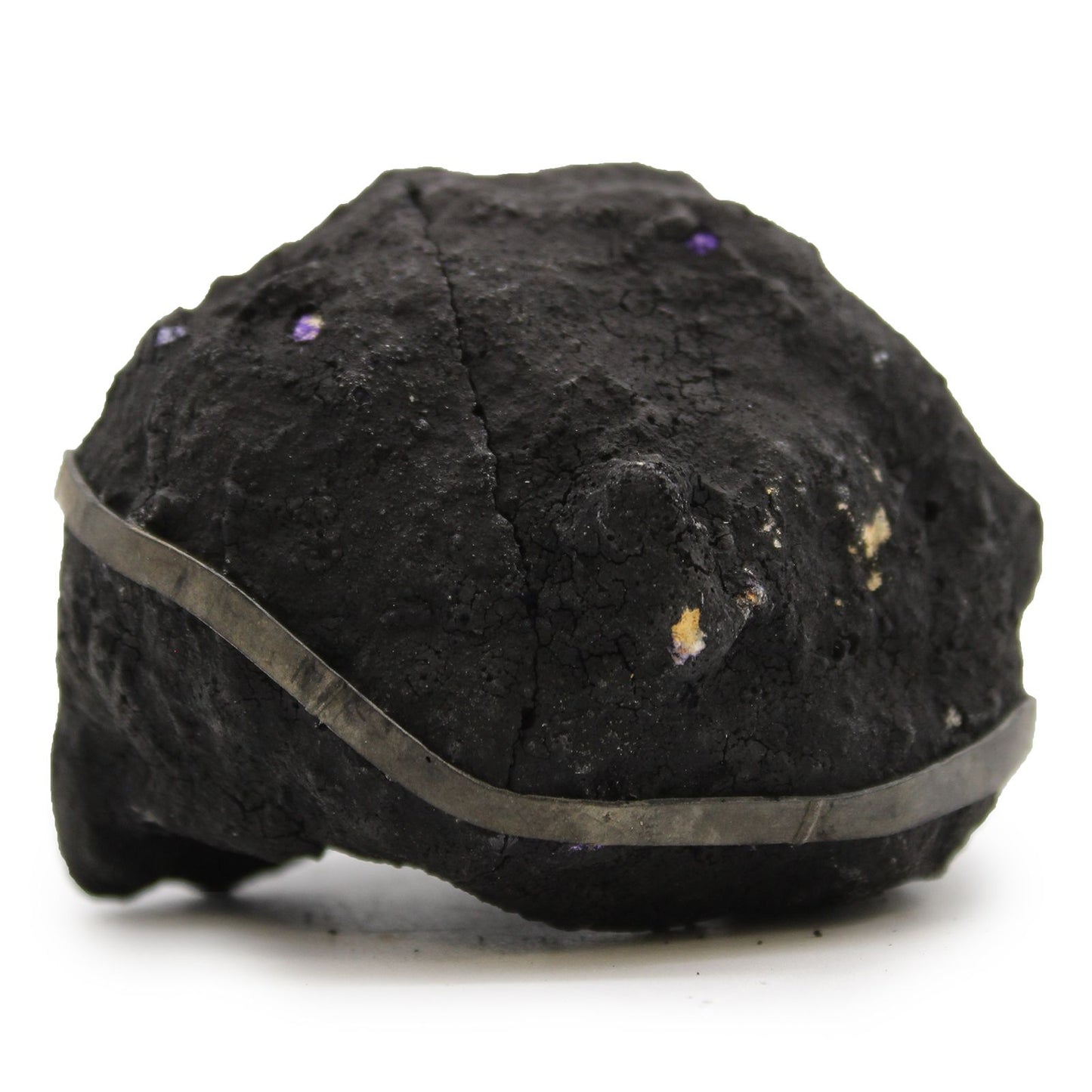 Géode Calcite Teintée Roche Noire — Intérieur Violet – photo 2