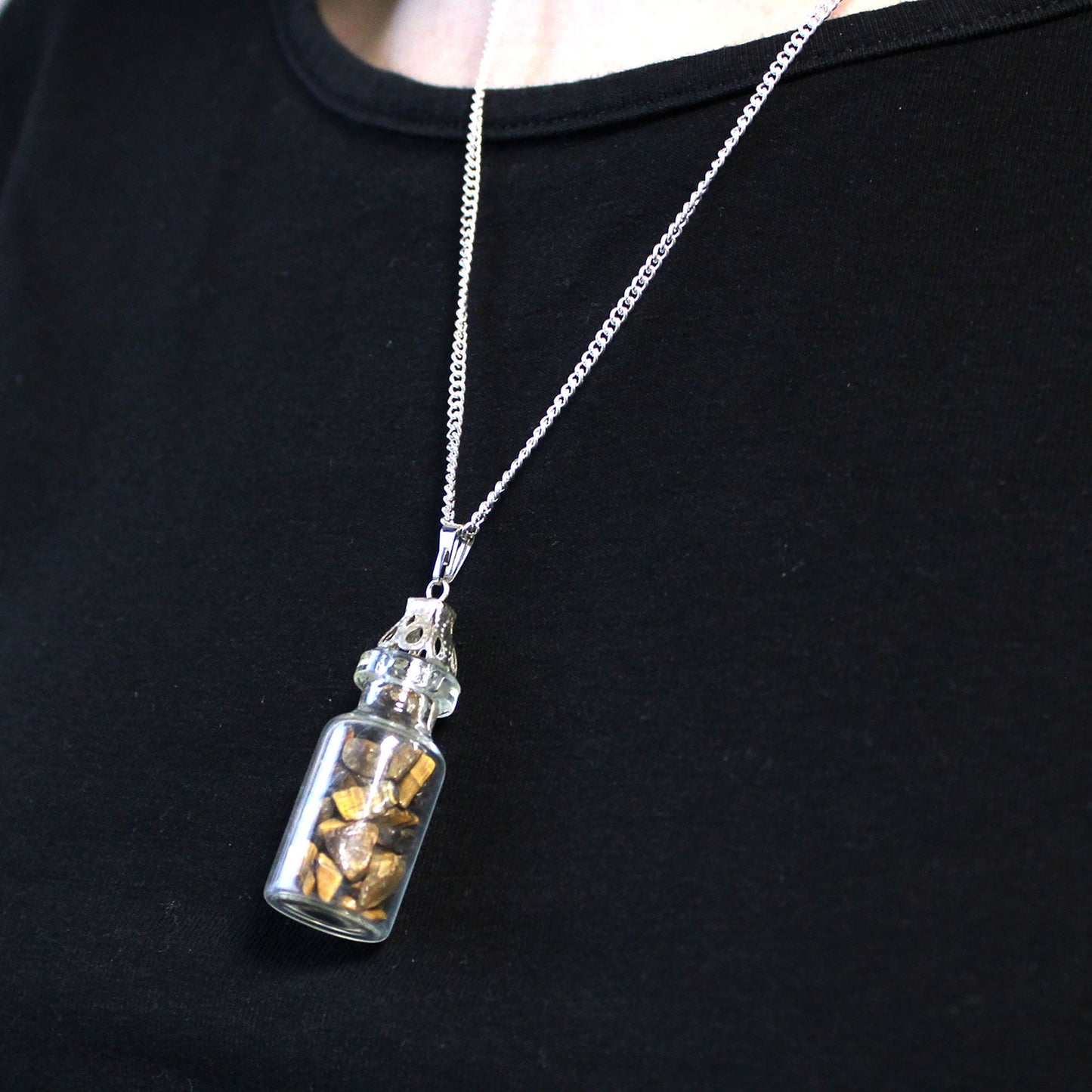 Collier flacon de pierres - Œil de Tigre - photo 2