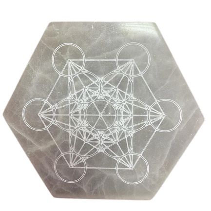 Assiette de Chargement Sélénite Hexagonale 18 cm - Purification
