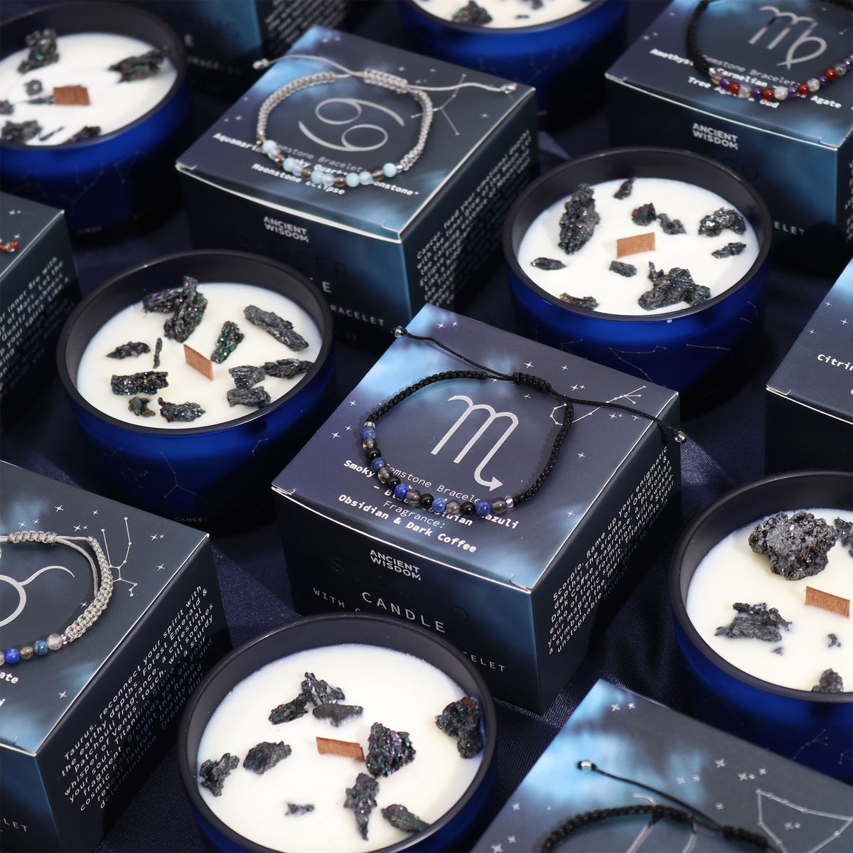 Bougie Zodiaque Scorpion avec Bracelet — Obsidienne & Café Noir - photo 6