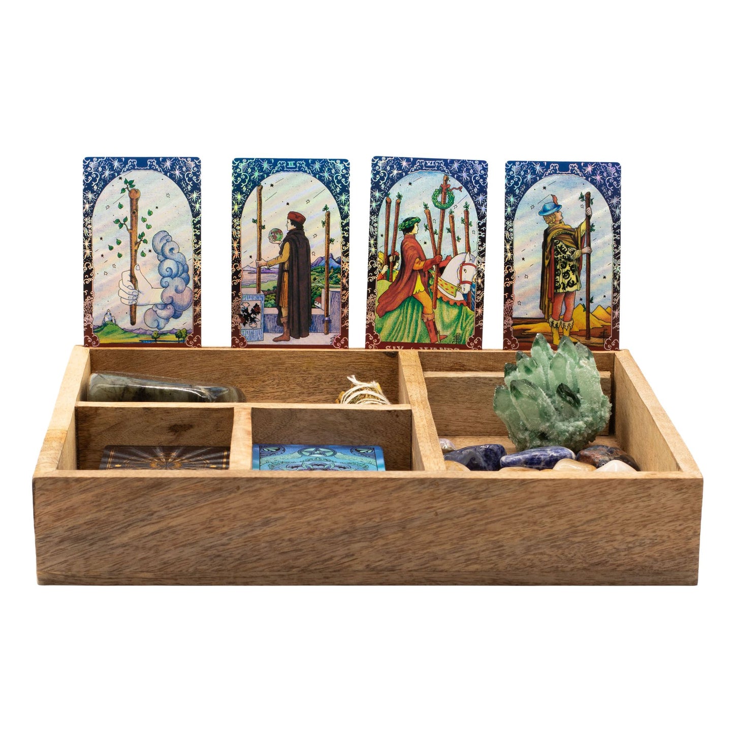Coffret Tarot Bois de Manguier 4 Compartiments & Porte-Cartes – photo 2