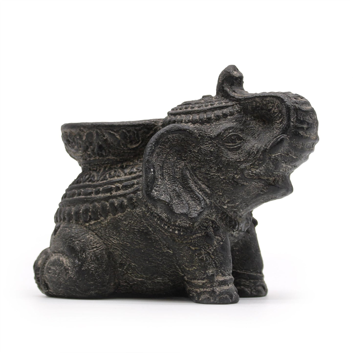 Porte-Encens Éléphant Noir Antique - Bougeoir Zen