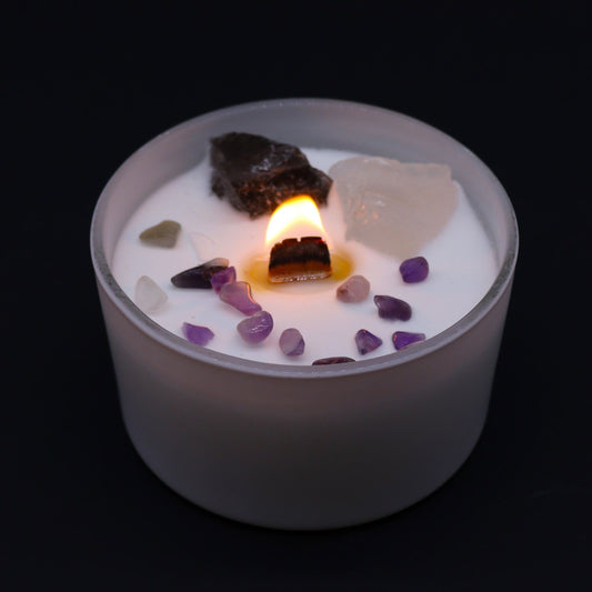 Bougie Chakra Couronne — Célestine & Sélénite — Brise Océane - photo 2