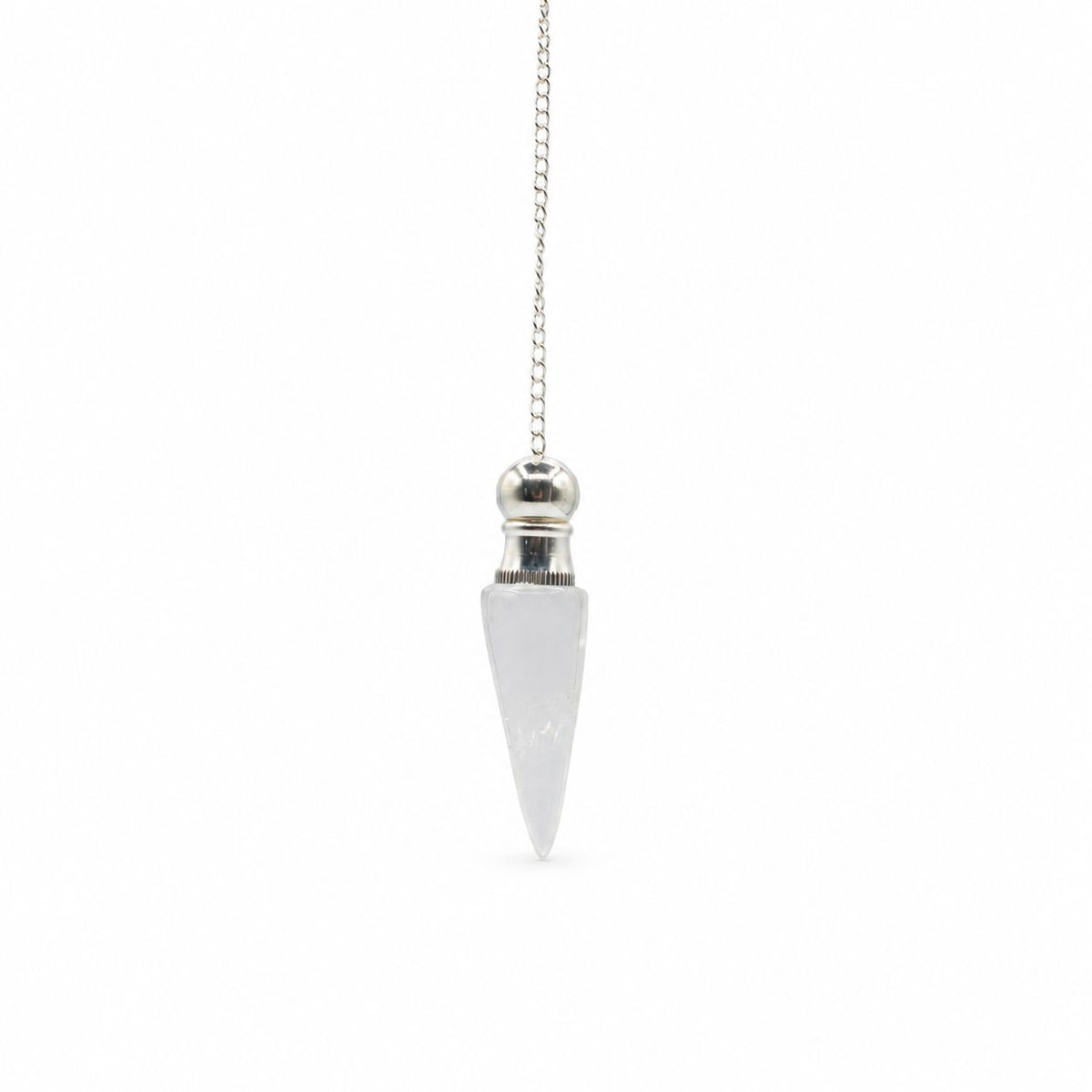 Pendule Cristal de roche à cavité secrète, argenté