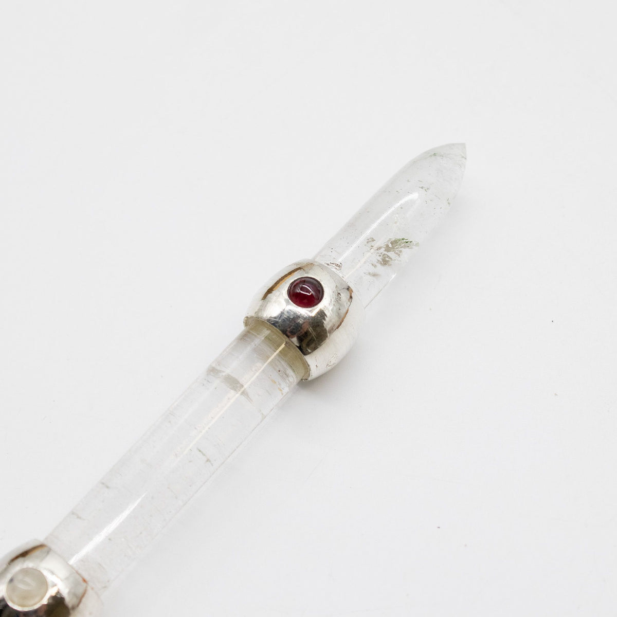Baguette Améthyste à sphère mobile et Quartz rose - 12 cm