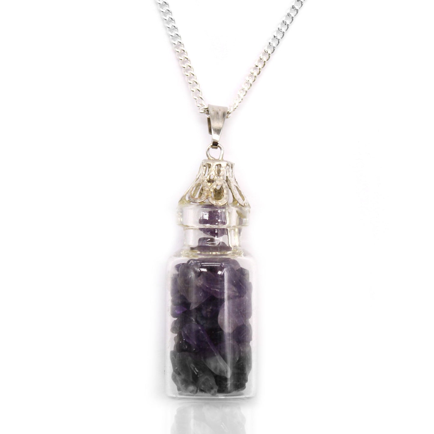 Collier flacon de pierres - Améthyste