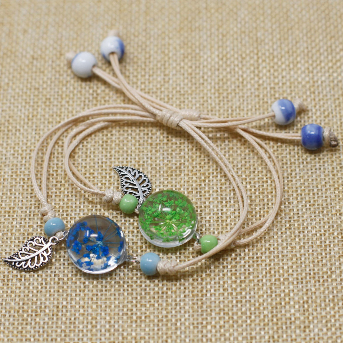Bracelet Fleur Véritable sous Verre — Breloque Feuille - photo 2