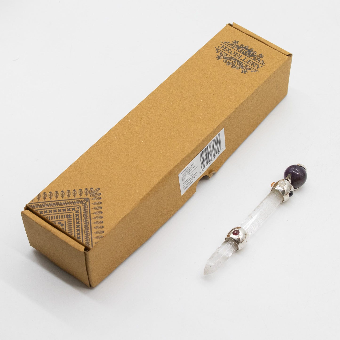 Baguette Améthyste à sphère mobile et Quartz rose - 12 cm