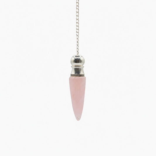 Pendule à cavité secrète en Quartz rose argenté