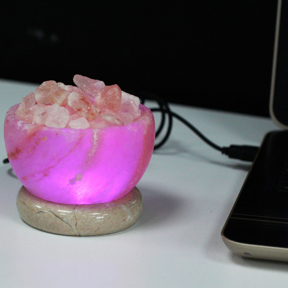 Lampe de sel de l'Himalaya - Coupe de feu USB multicolore