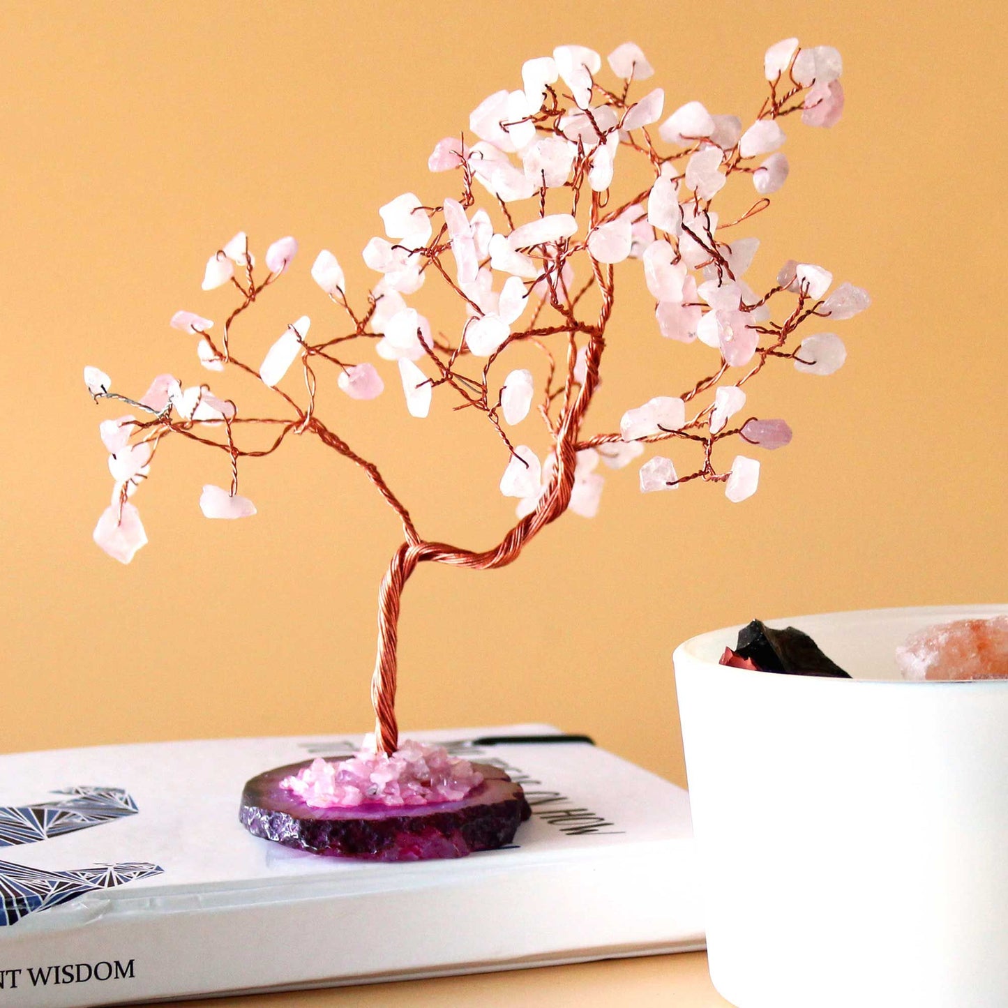 Grand arbre de vie en Quartz Rose