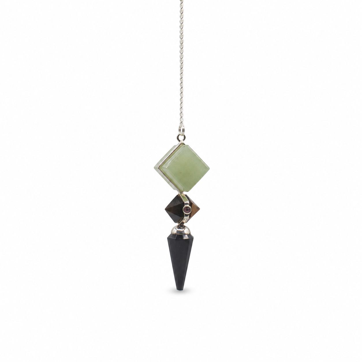 Pendule trois pièces - agate noire, aventurine et oeil de tigre