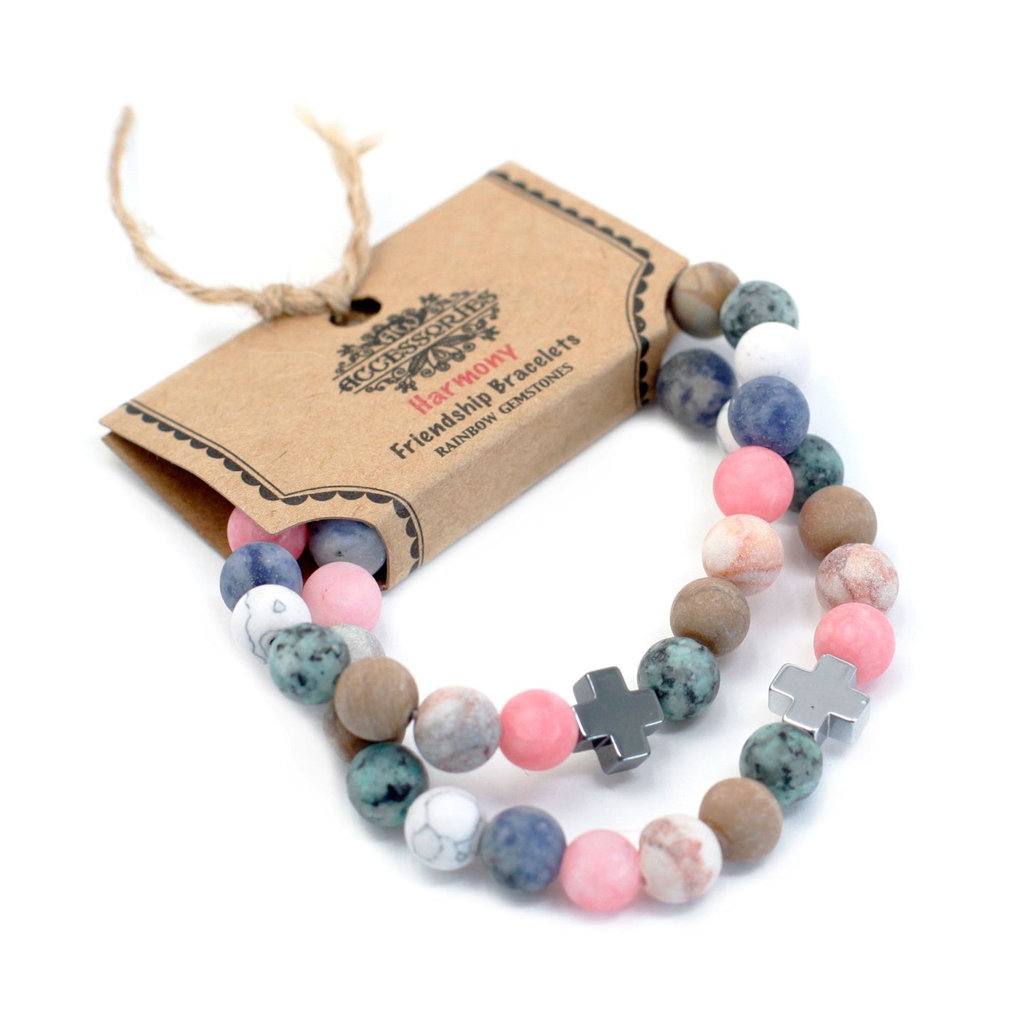 Lot de 2 bracelets d'amitié - Pierres Arc-en-Ciel - photo 2
