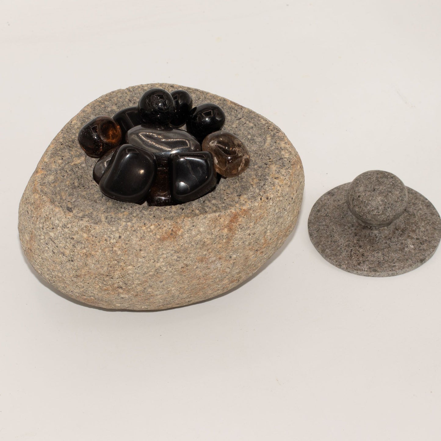 Pot en Pierre de Rivière avec Couvercle 15×12cm – photo 5