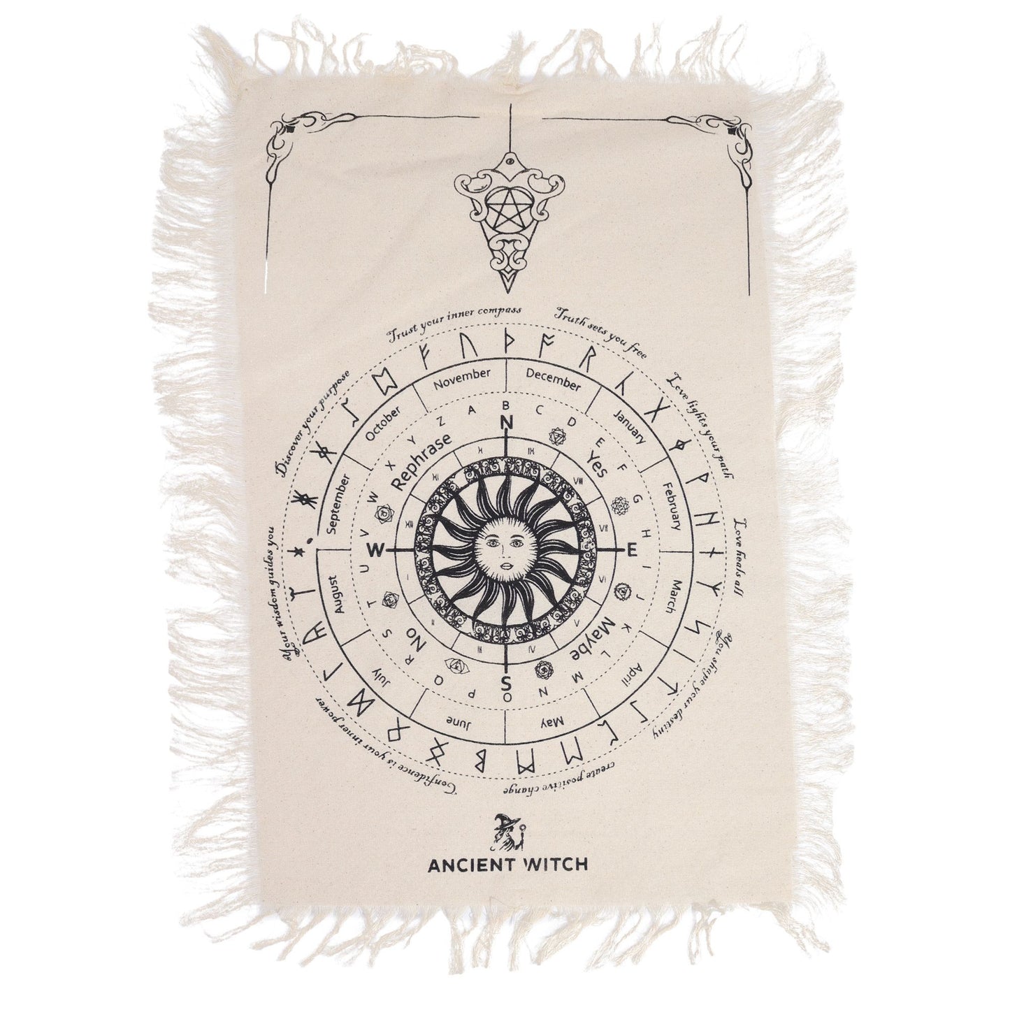 Tissu de Divination Pendule — Visage Soleil Sorcière