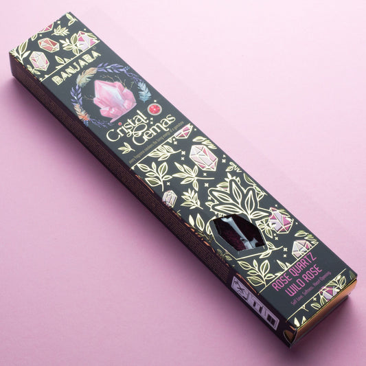 Encens Banjara Cristal Gemas — Quartz Rose et Rose Sauvage - photo 2