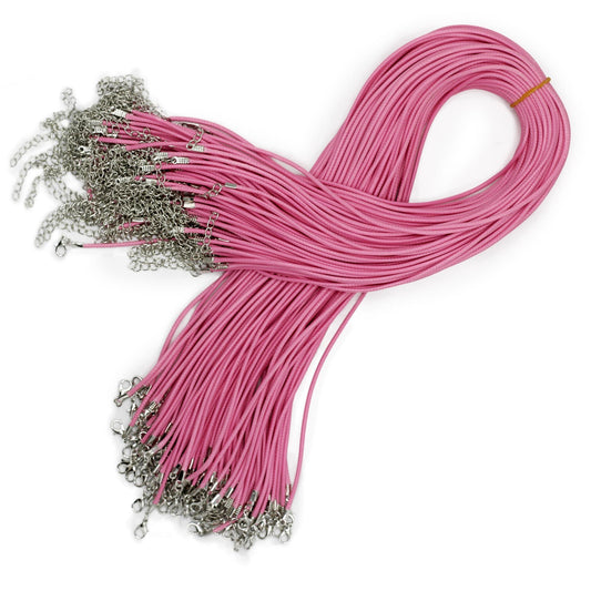 Cordon Ciré Rose 2mm - Collier & Bracelet DIY (55 cm)