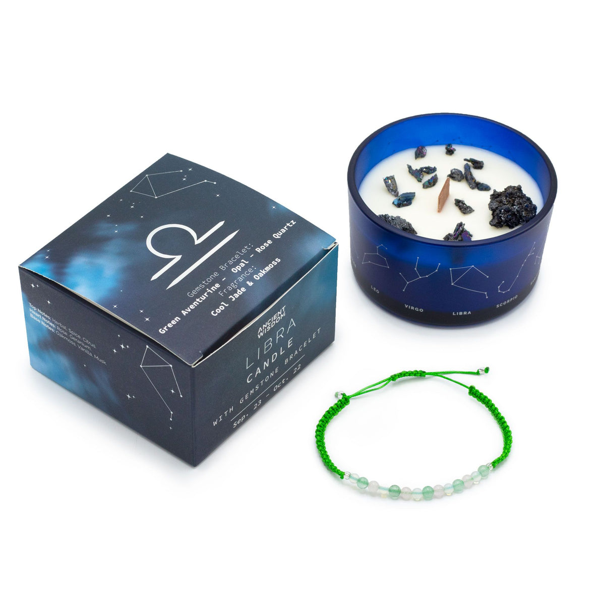 Bougie Zodiaque Balance — Bracelet Aventurine, Opale & Quartz Rose - photo 2