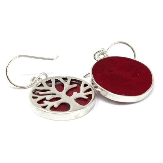 Boucles d'Oreilles Arbre de Vie 15mm - Argenté & Effet Corail – photo 3