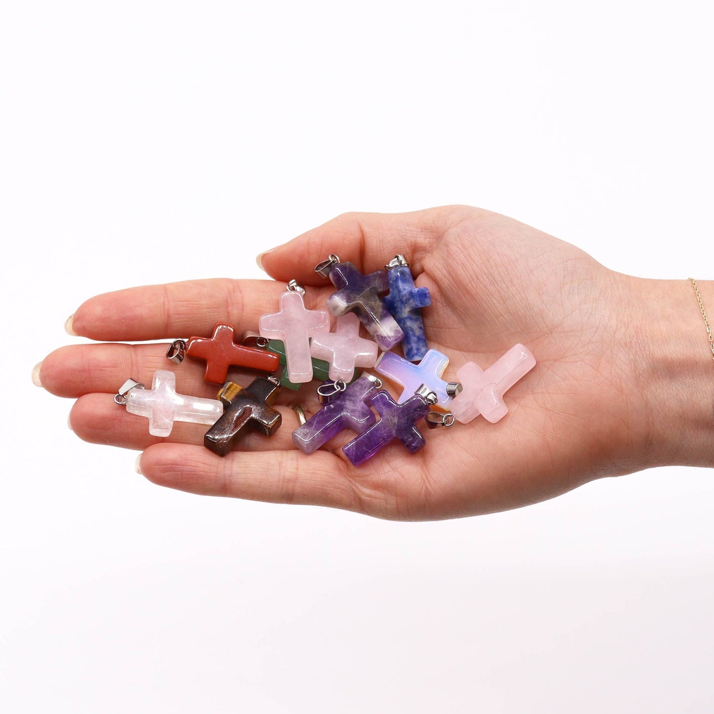Gemstone Crosses Pendants (12 assorted) 25x18mm - photo 2