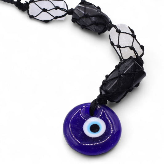 Pendentif Tourmaline Noire & Sélénite - Œil Protecteur