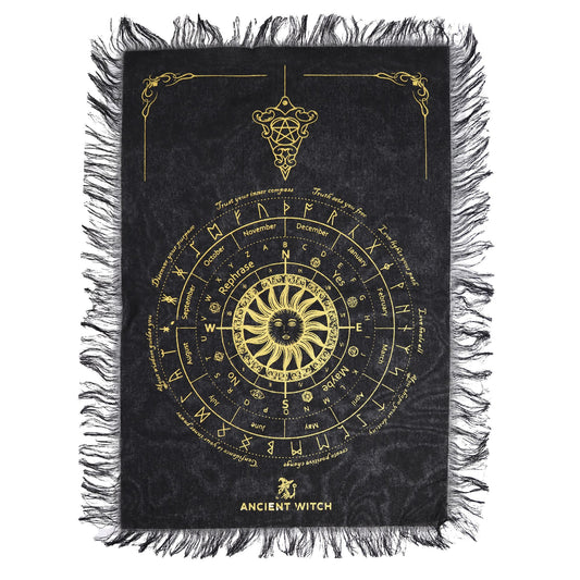 Pendule Divination — Tissu Soleil Sorcière Noir & Or – photo 2