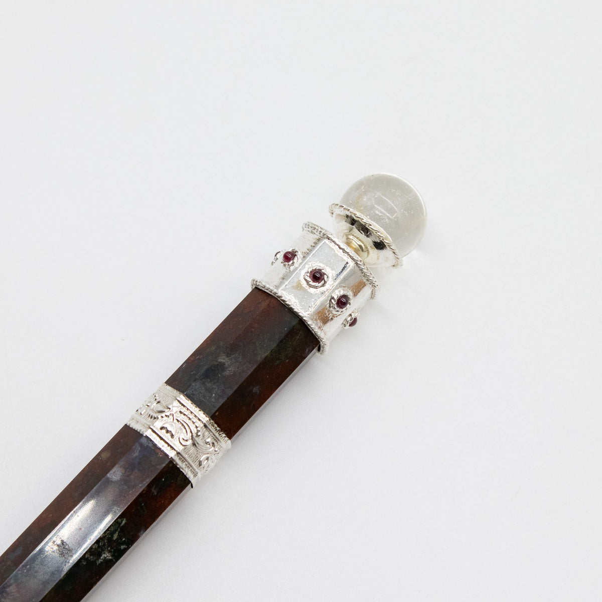 Baguette en Jaspe fantaisie à boule de cristal - 26 cm