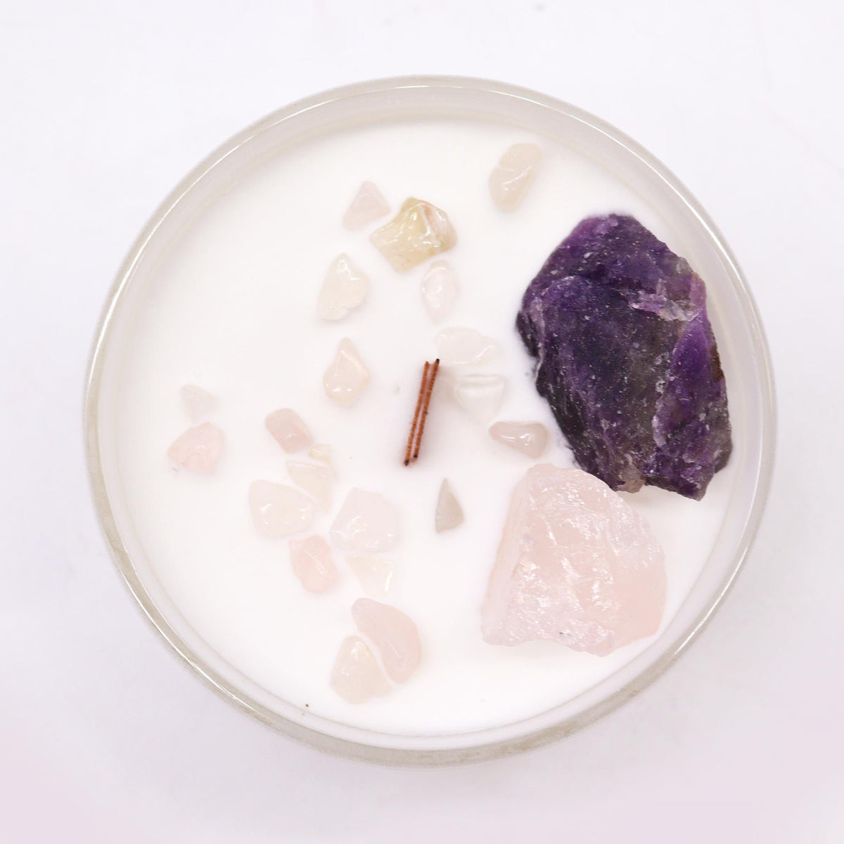 Bougie Chakra du Troisième Œil — Améthyste & Quartz Rose - photo 5