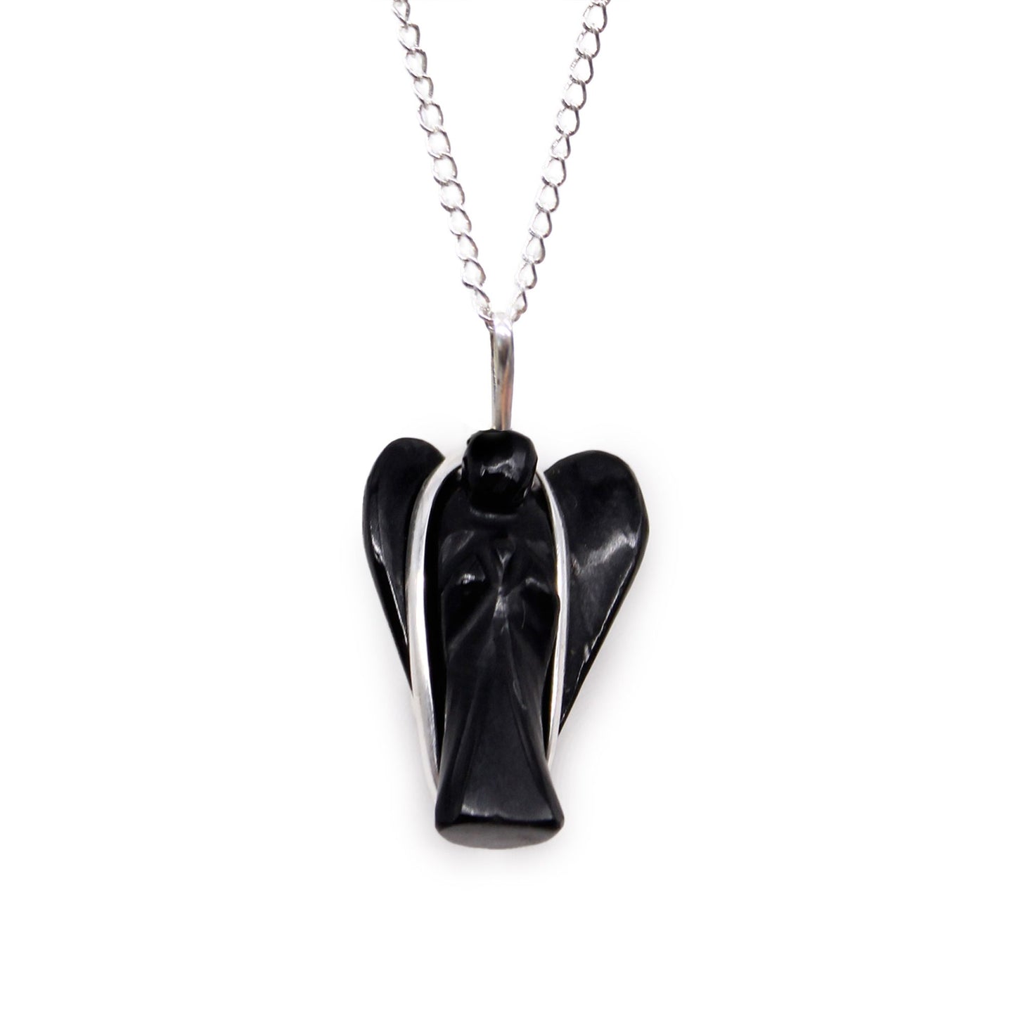 Pendentif Ange Gardien - Agate Noire