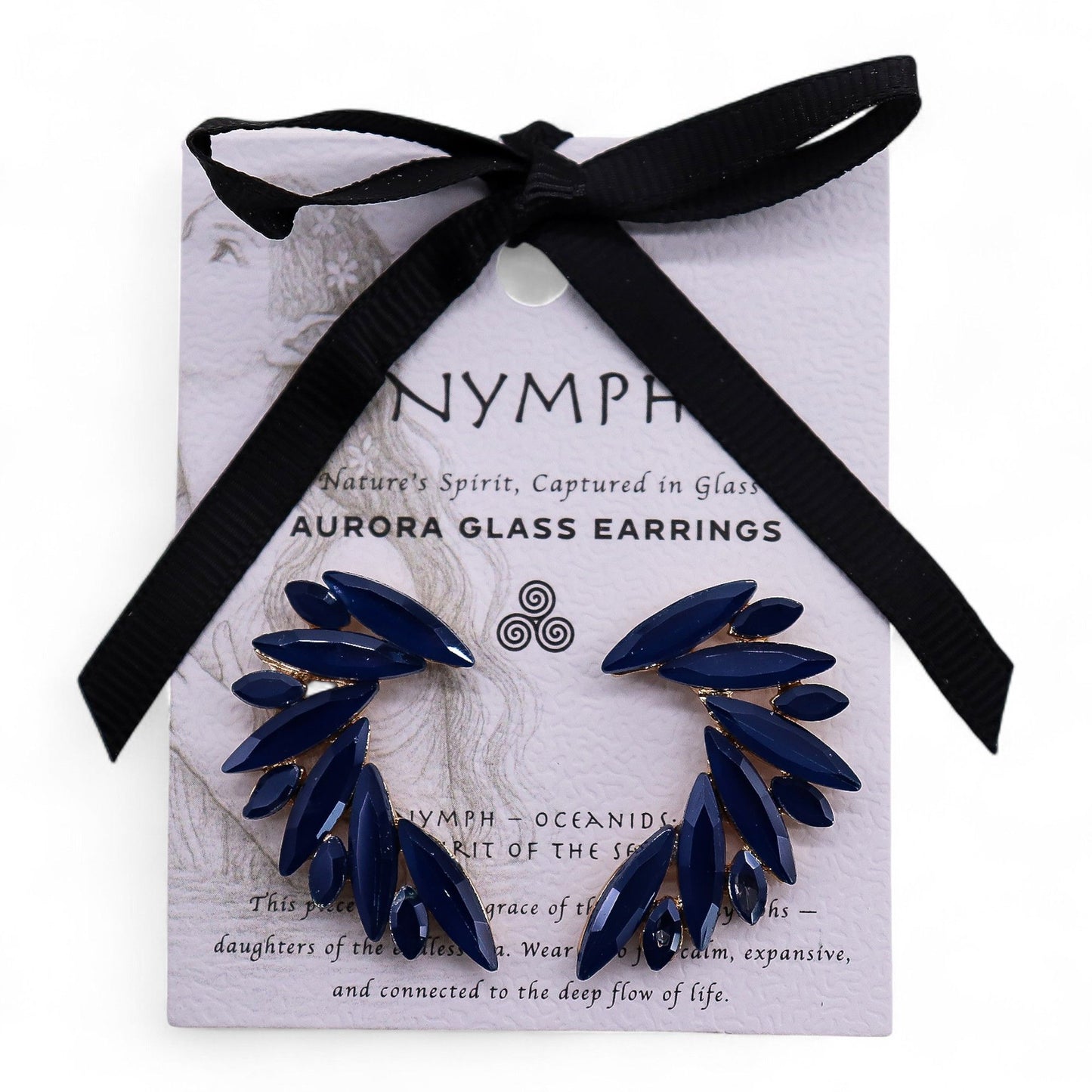 Boucles d'Oreilles Ange Bleu Royal - Verre Vintage Acier – photo 4
