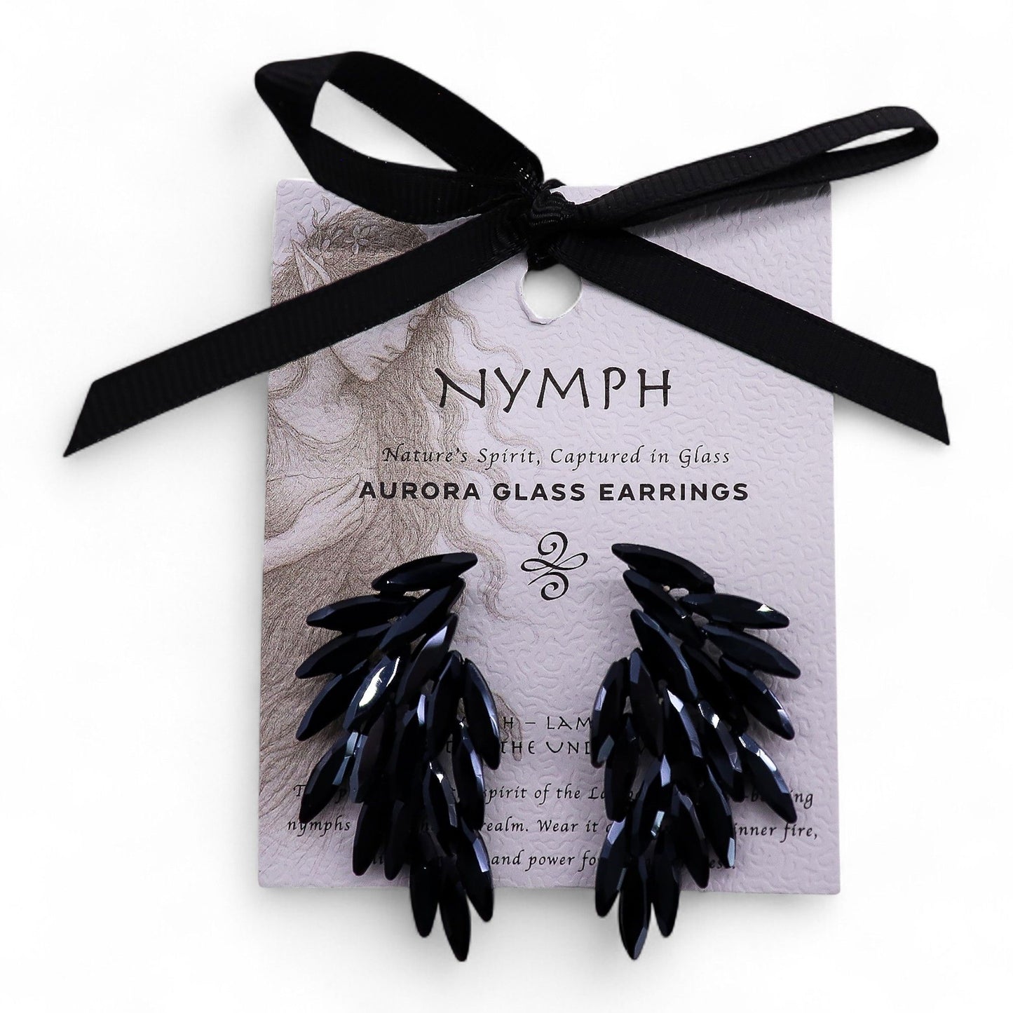Boucles d'Oreilles Ailes d'Ange Verre Noir - Vintage Mystique – photo 5