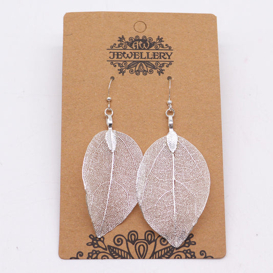 Boucles d'Oreilles Feuille Vraie - Argentées Artisan – photo 2