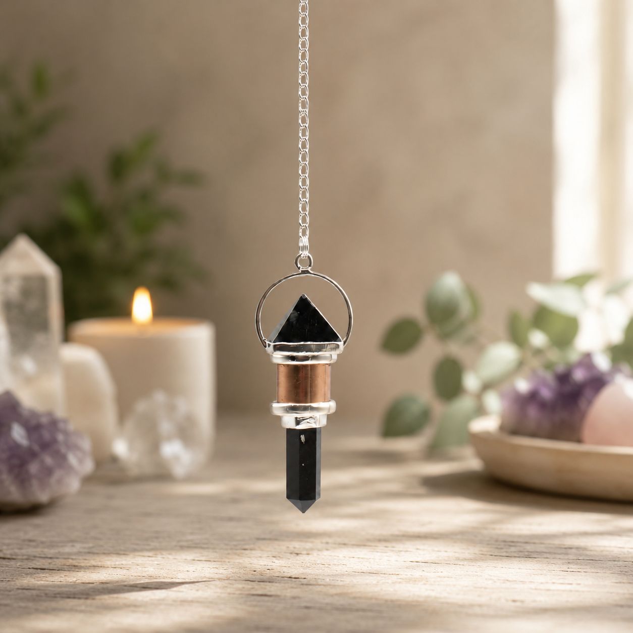 Pendule en Obsidienne noire et cuivre