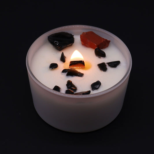 Bougie Chakra Racine — Jaspe Rouge & Agate Noire — Oud Noir - photo 2