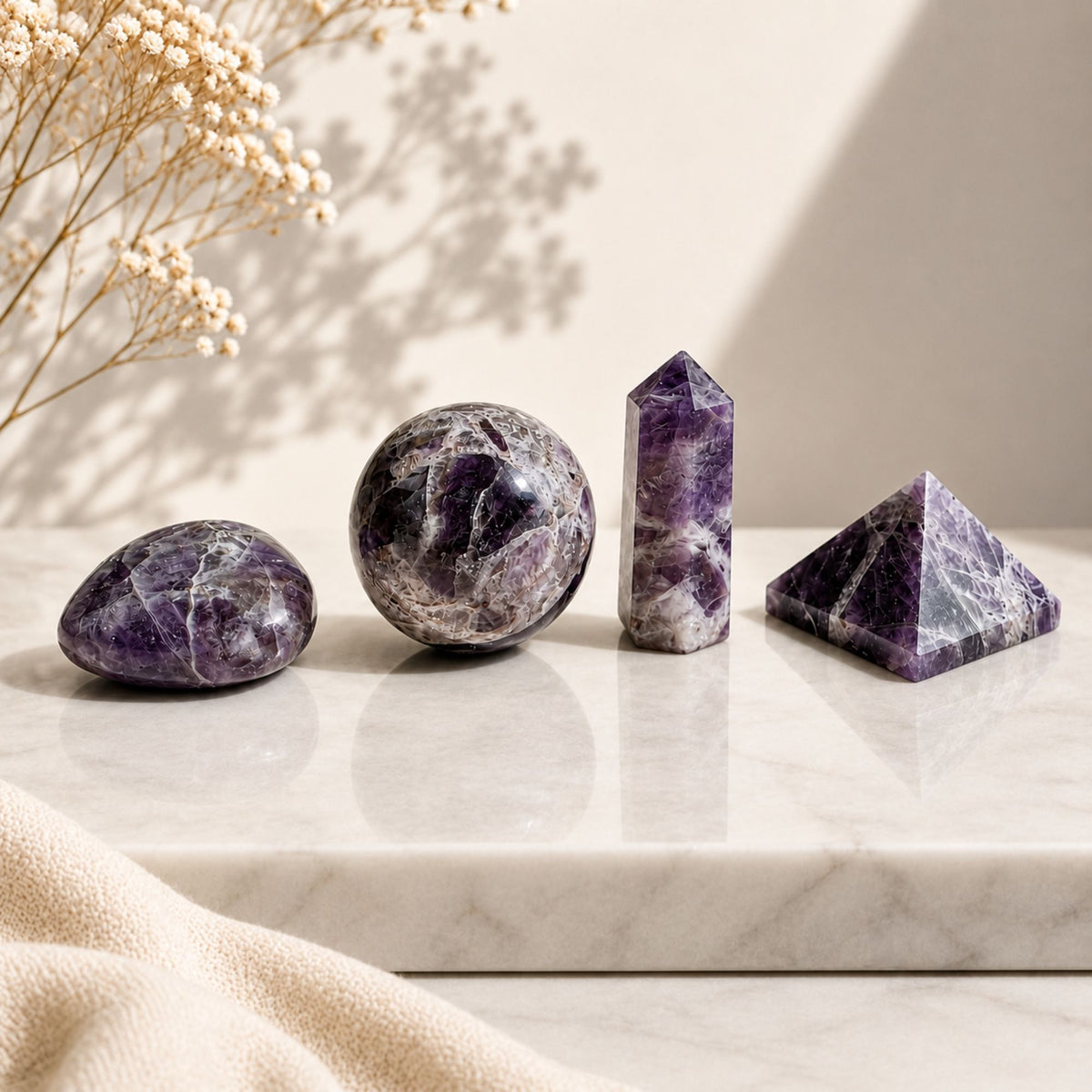 Set de Pierres en Améthyste — Cœur, Sphère, Obélisque et Pyramide - photo 5