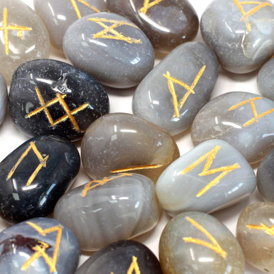 Runes en Agate Grise - Équilibre, Stabilité & Protection
